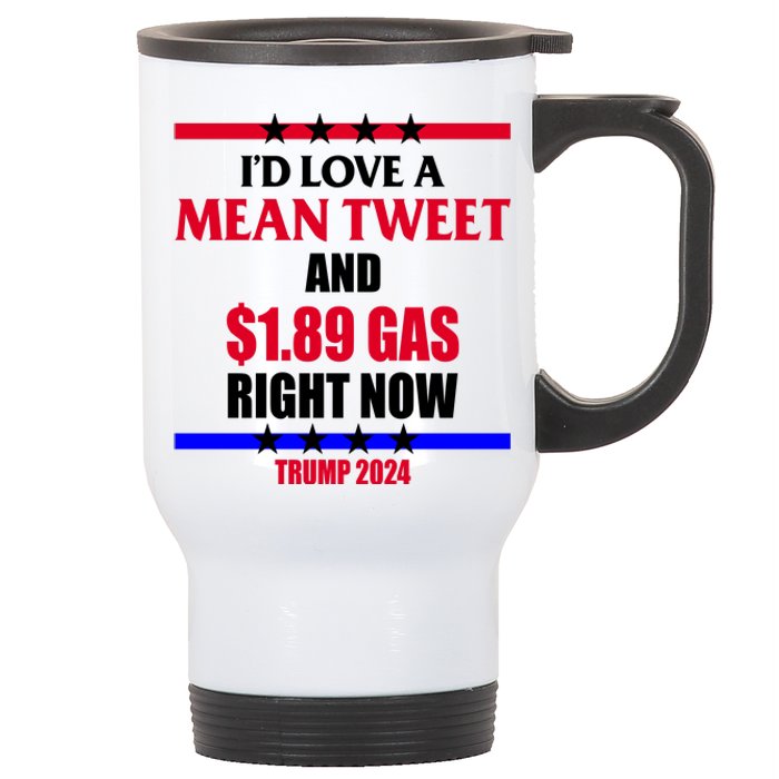 Trump 2024 Mean Tweet Low Gas Anti Biden Stainless Steel Travel Mug