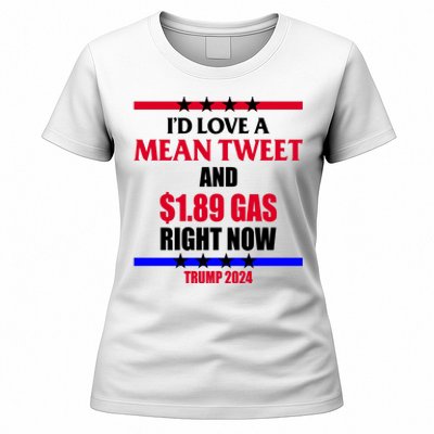 Trump 2024 Mean Tweet Low Gas Anti Biden Women's T-Shirt