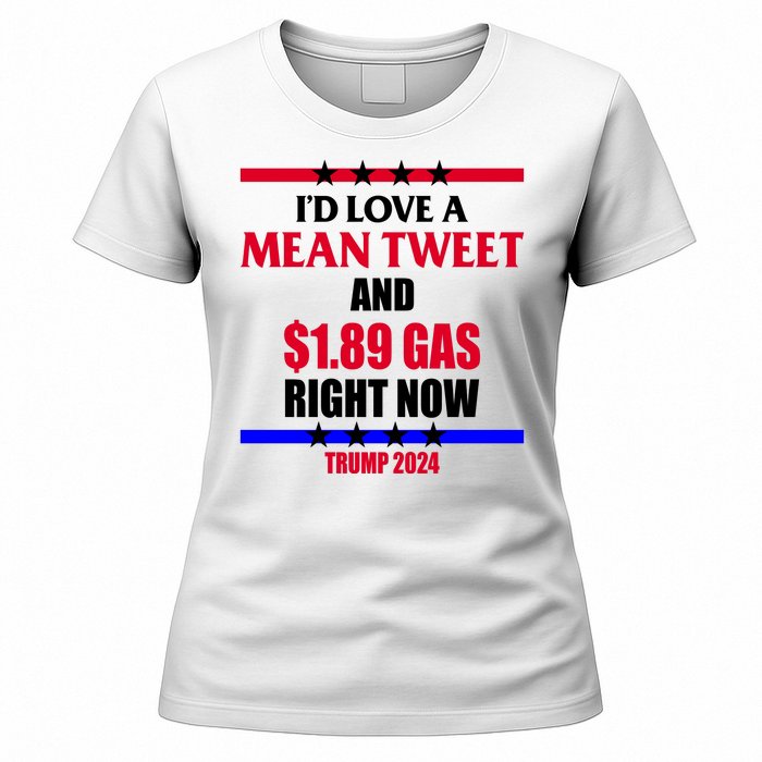 Trump 2024 Mean Tweet Low Gas Anti Biden Women's T-Shirt