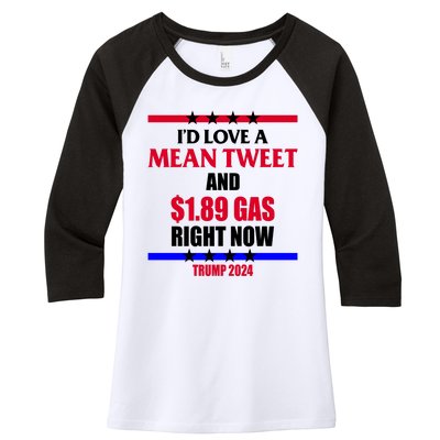 Trump 2024 Mean Tweet Low Gas Anti Biden Women's Tri-Blend 3/4-Sleeve Raglan Shirt