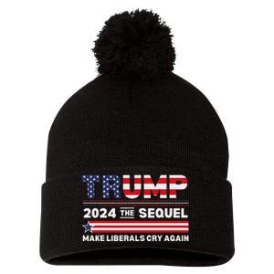 Trump 2024 Make Liberals Cry Again Pom Pom 12in Knit Beanie