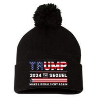 Trump 2024 Make Liberals Cry Again Pom Pom 12in Knit Beanie