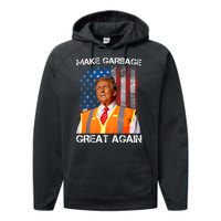 Trump 2024 Make Garbage Great Again Funny For Trump Us Flag Performance Fleece Hoodie