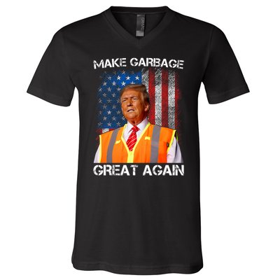 Trump 2024 Make Garbage Great Again Funny For Trump Us Flag V-Neck T-Shirt