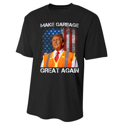 Trump 2024 Make Garbage Great Again Funny For Trump Us Flag Performance Sprint T-Shirt