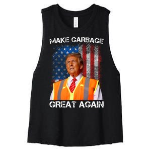 Trump 2024 Make Garbage Great Again Funny For Trump Us Flag Women's Racerback Cropped Tank