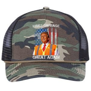 Trump 2024 Make Garbage Great Again Funny For Trump Us Flag Retro Rope Trucker Hat Cap