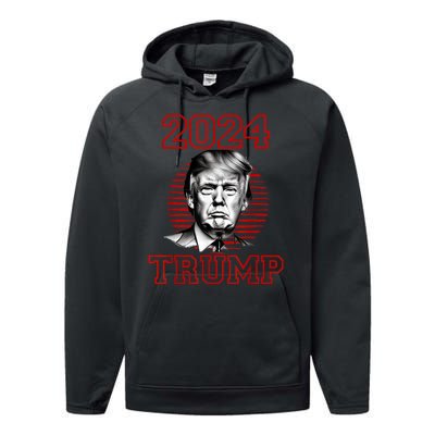 Trump 2024: MAGA Patriot Reelect Keep America Great! Performance Fleece Hoodie