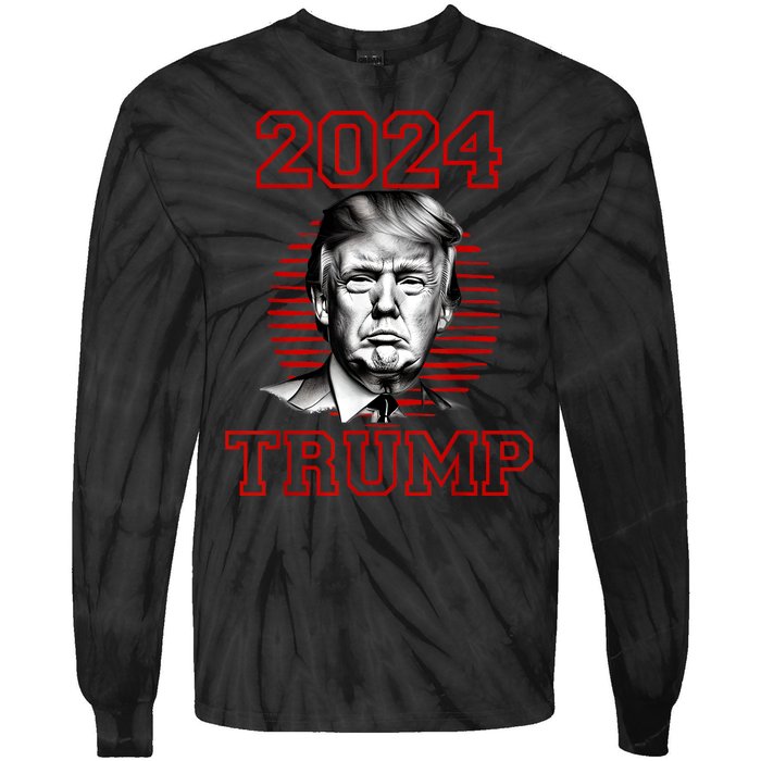 Trump 2024: MAGA Patriot Reelect Keep America Great! Tie-Dye Long Sleeve Shirt