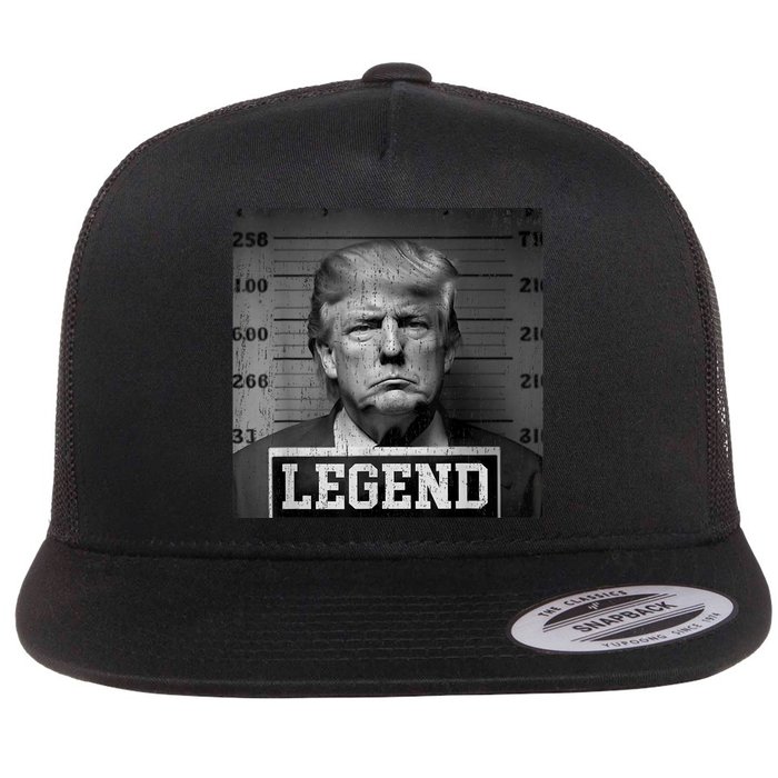 Trump 2024 Mugshot President Legend Flat Bill Trucker Hat