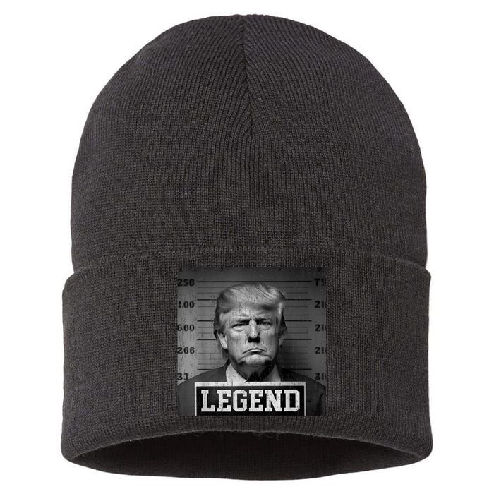 Trump 2024 Mugshot President Legend Sustainable Knit Beanie