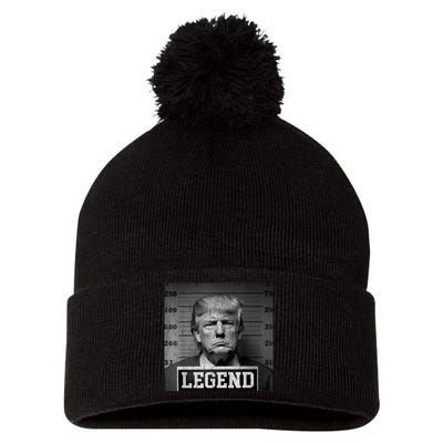 Trump 2024 Mugshot President Legend Pom Pom 12in Knit Beanie