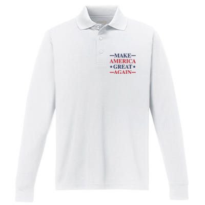 Trum 2024 Make America Great Again 4 Performance Long Sleeve Polo