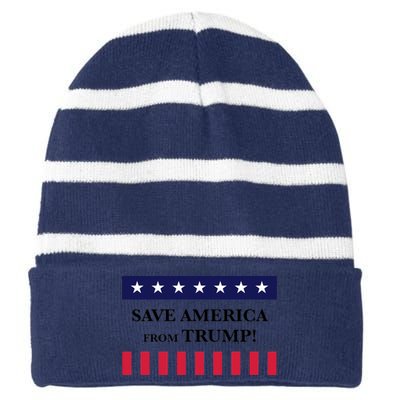 Trum 2024 Make America Great Again 6 Striped Beanie with Solid Band