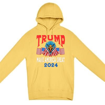 Trump 2024 Maga USA Republican American Flag Eagle Premium Pullover Hoodie