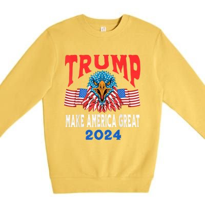 Trump 2024 Maga USA Republican American Flag Eagle Premium Crewneck Sweatshirt