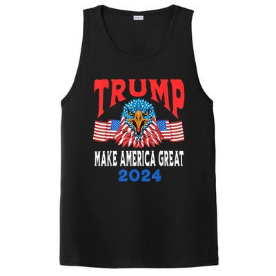 Trump 2024 Maga USA Republican American Flag Eagle PosiCharge Competitor Tank