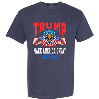 Trump 2024 Maga USA Republican American Flag Eagle Garment-Dyed Heavyweight T-Shirt