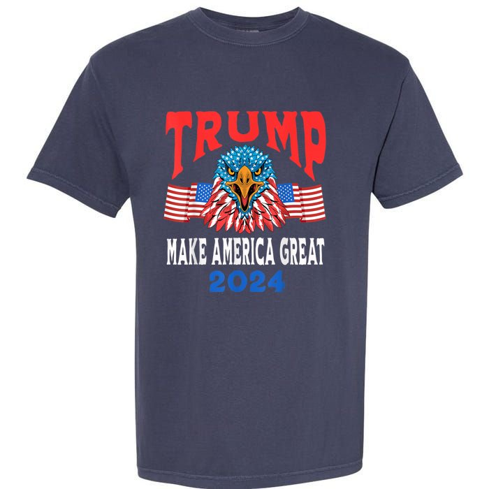 Trump 2024 Maga USA Republican American Flag Eagle Garment-Dyed Heavyweight T-Shirt