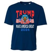 Trump 2024 Maga USA Republican American Flag Eagle Cooling Performance Crew T-Shirt