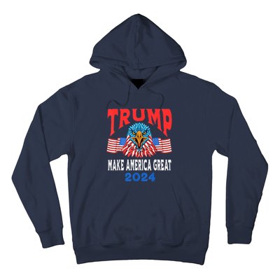 Trump 2024 Maga USA Republican American Flag Eagle Hoodie