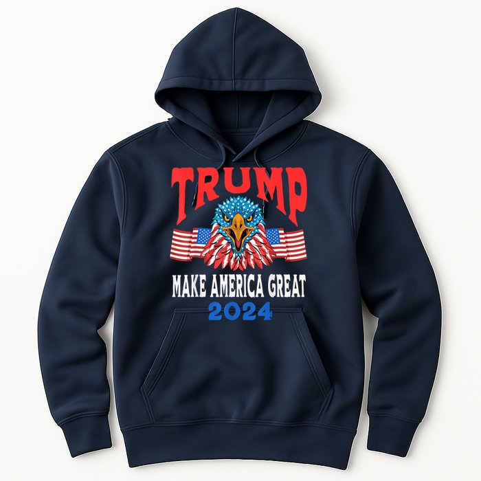 Trump 2024 Maga USA Republican American Flag Eagle Hoodie