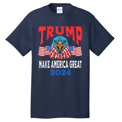 Trump 2024 Maga USA Republican American Flag Eagle Tall T-Shirt