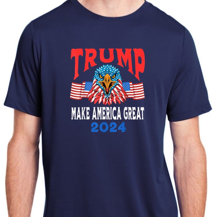 Trump 2024 Maga USA Republican American Flag Eagle Adult ChromaSoft Performance T-Shirt