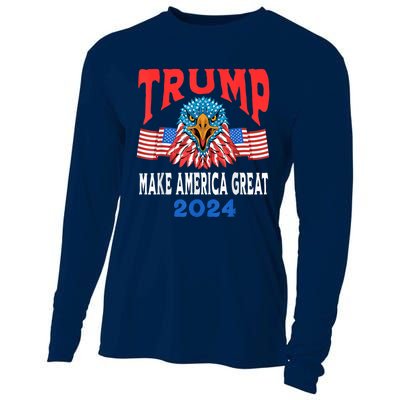 Trump 2024 Maga USA Republican American Flag Eagle Cooling Performance Long Sleeve Crew