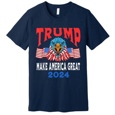 Trump 2024 Maga USA Republican American Flag Eagle Premium T-Shirt