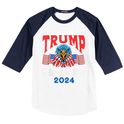 Trump 2024 Maga USA Republican American Flag Eagle Baseball Sleeve Shirt