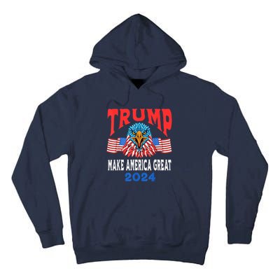 Trump 2024 Maga USA Republican American Flag Eagle Tall Hoodie