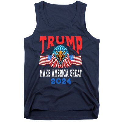 Trump 2024 Maga USA Republican American Flag Eagle Tank Top