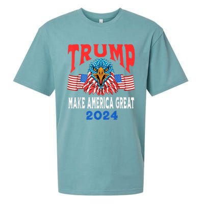 Trump 2024 Maga USA Republican American Flag Eagle Sueded Cloud Jersey T-Shirt