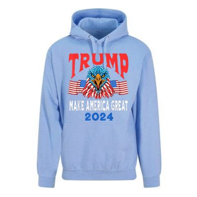 Trump 2024 Maga USA Republican American Flag Eagle Unisex Surf Hoodie