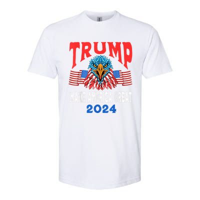 Trump 2024 Maga USA Republican American Flag Eagle Softstyle CVC T-Shirt