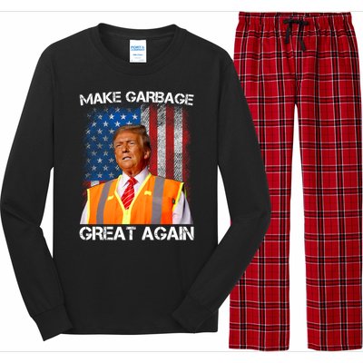 Trump 2024 Make Garbage Great Again Funny For Trump Us Flag Long Sleeve Pajama Set