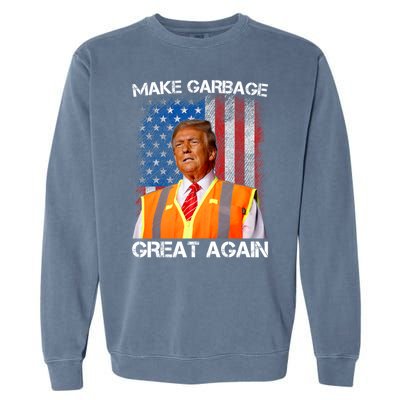 Trump 2024 Make Garbage Great Again Funny For Trump Us Flag Garment-Dyed Sweatshirt