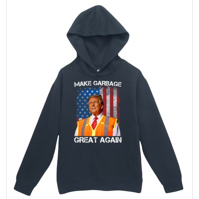 Trump 2024 Make Garbage Great Again Funny For Trump Us Flag Urban Pullover Hoodie