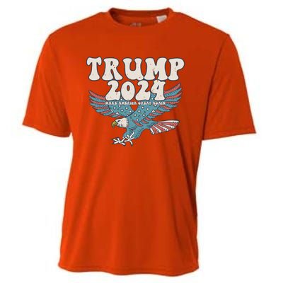 Trump 2024 Make Maga Great America Again Eagle Retro Gift Cooling Performance Crew T-Shirt