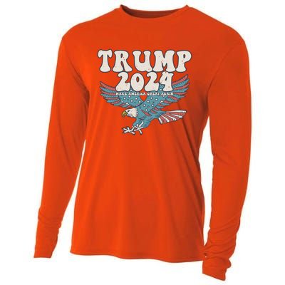 Trump 2024 Make Maga Great America Again Eagle Retro Gift Cooling Performance Long Sleeve Crew