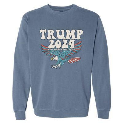 Trump 2024 Make Maga Great America Again Eagle Retro Gift Garment-Dyed Sweatshirt