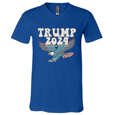 Trump 2024 Make Maga Great America Again Eagle Retro Gift V-Neck T-Shirt