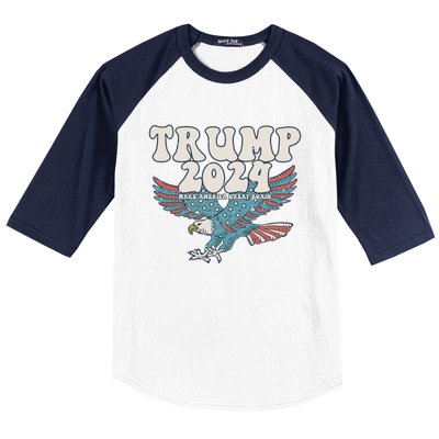 Trump 2024 Make Maga Great America Again Eagle Retro Gift Baseball Sleeve Shirt