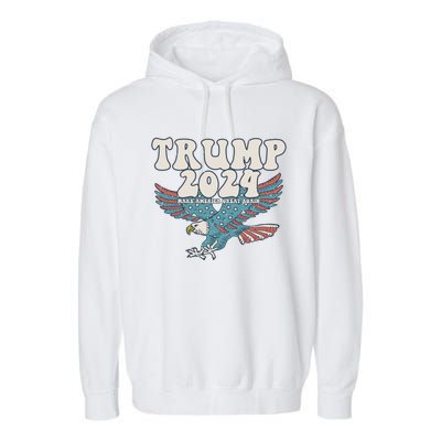 Trump 2024 Make Maga Great America Again Eagle Retro Gift Garment-Dyed Fleece Hoodie