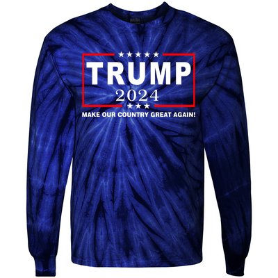 Trump 2024 Make Our Country Great Again Tie-Dye Long Sleeve Shirt