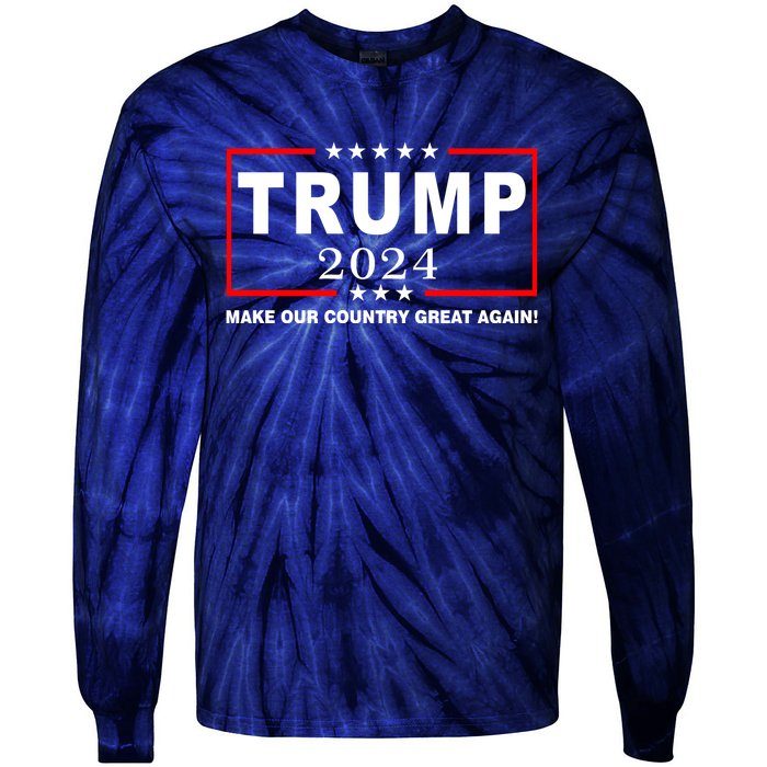 Trump 2024 Make Our Country Great Again Tie-Dye Long Sleeve Shirt