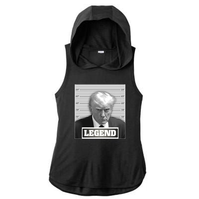 Trump 2024 Mugshot President Legend Ladies PosiCharge Tri-Blend Wicking Draft Hoodie Tank