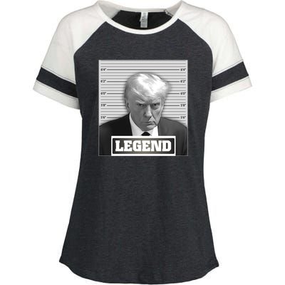 Trump 2024 Mugshot President Legend Enza Ladies Jersey Colorblock Tee