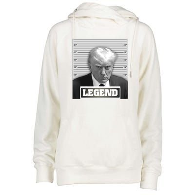 Trump 2024 Mugshot President Legend Womens Funnel Neck Pullover Hood